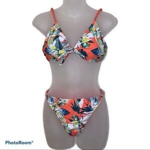 Vigoss Tropical Print Two-Piece Bikini Size M